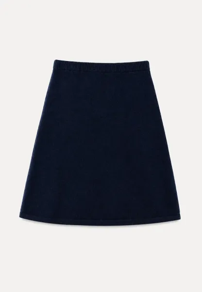 Contrast Collar Ribbed Knit Sweater and A Line Skirt