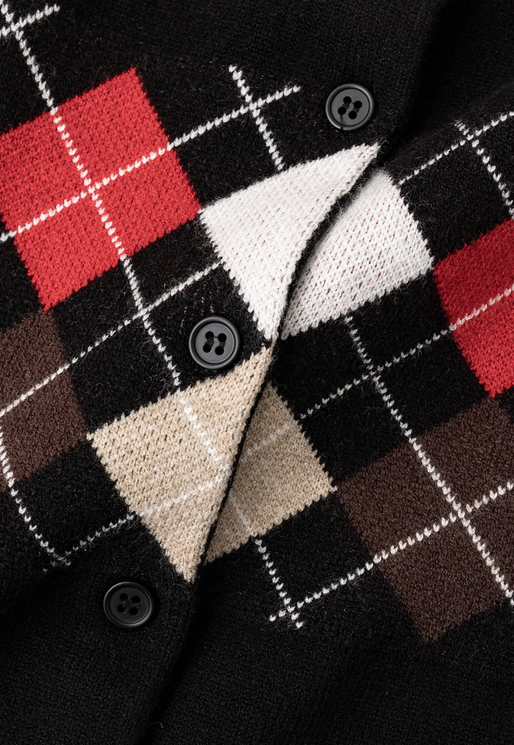 Argyle Pattern Cable Knit Cardigan