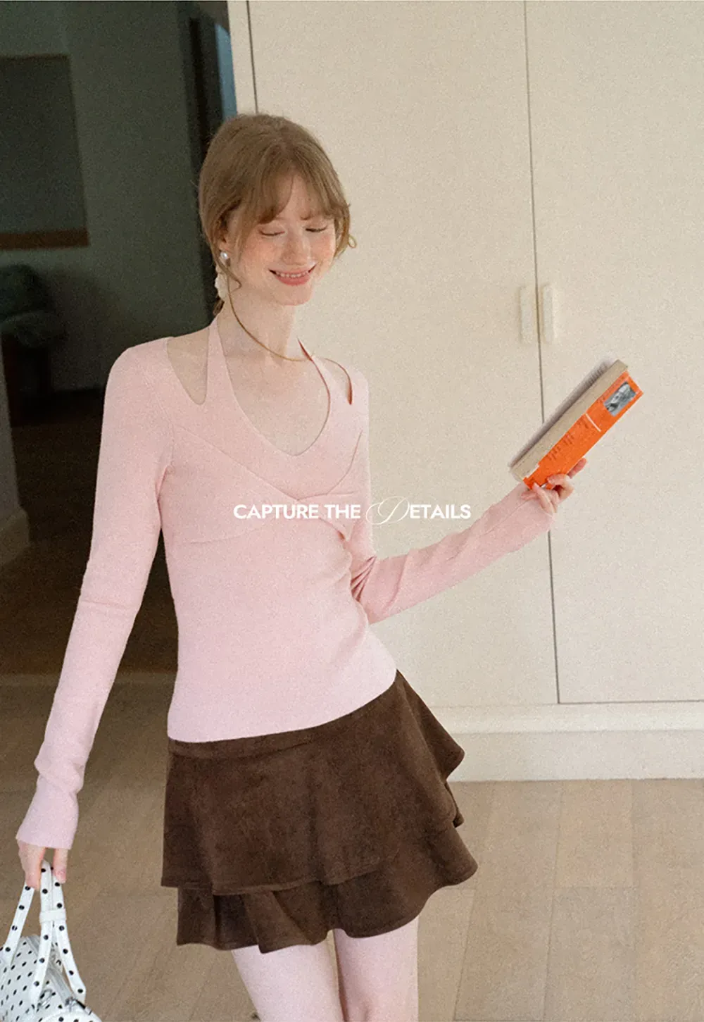 V Neck Cross Front Cutout Long Sleeve Knit Sweater