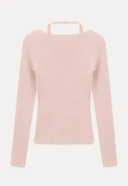 V Neck Cross Front Cutout Long Sleeve Knit Sweater