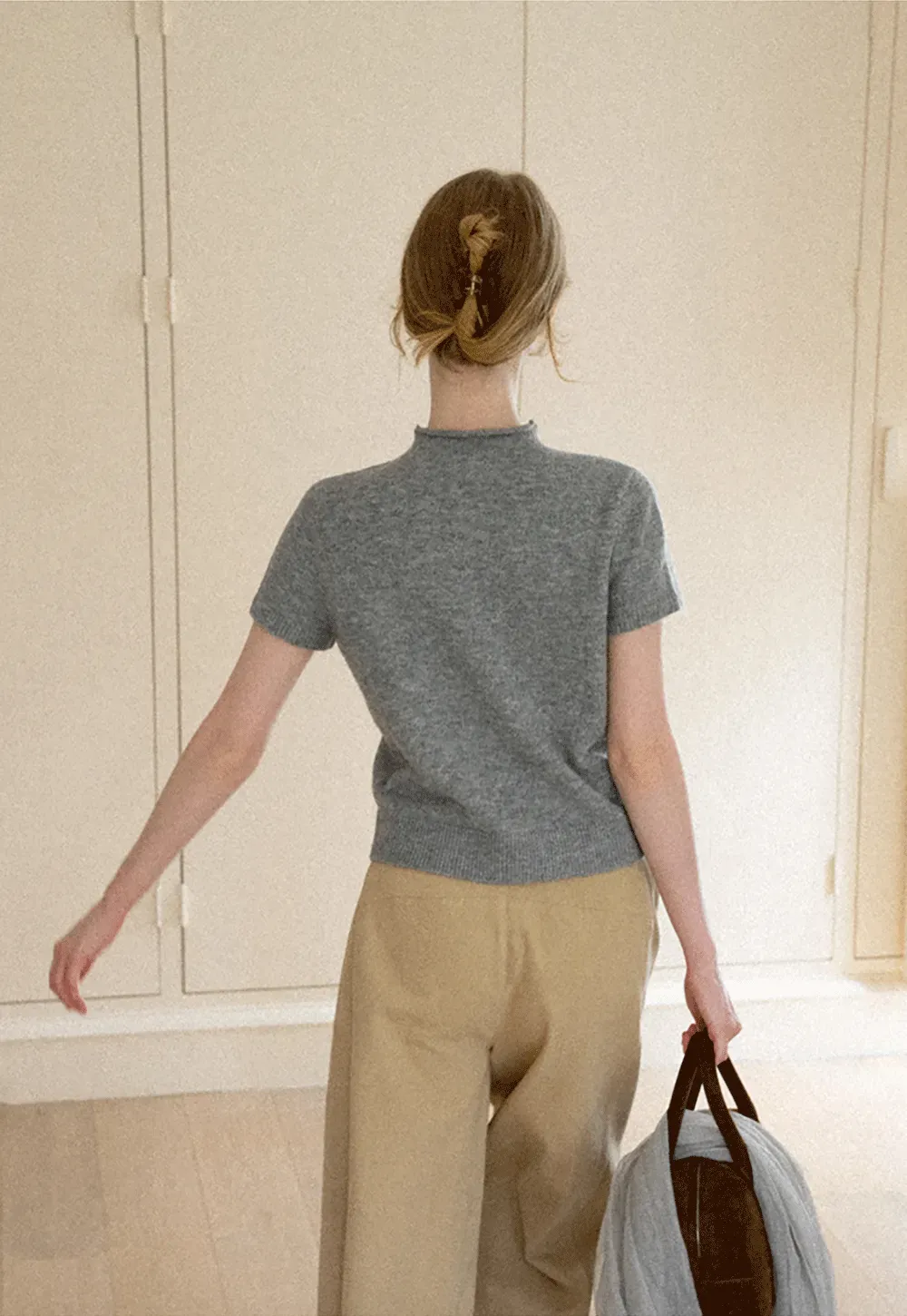 Ruffled Trim Layered Knit Top and A Line Skirt