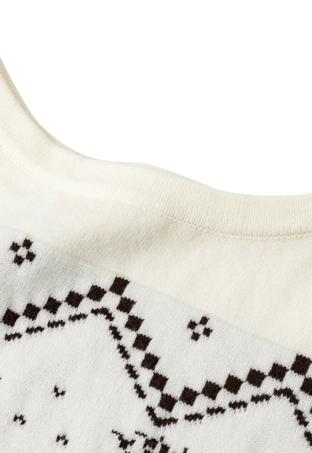 Off Shoulder Fair Isle Pattern Woolen Knit Sweater