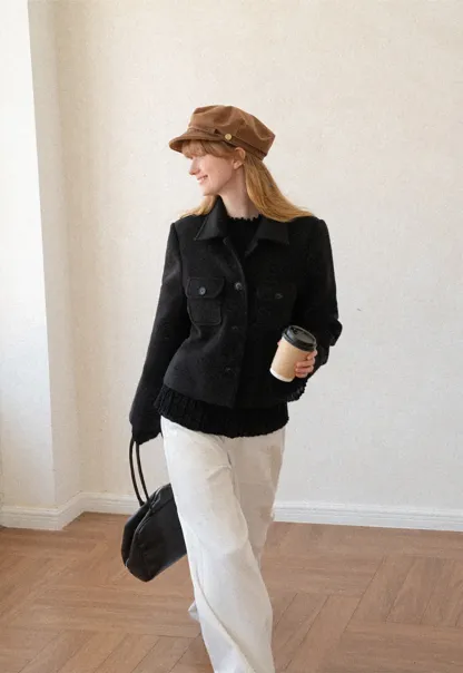 Ribbed Knit Sweater with Ruffled Hem and Flared Sleeves