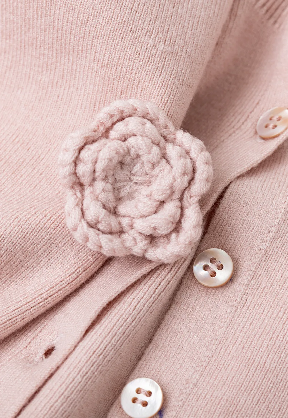 Cropped Round Neck Button Front Knit Cardigan