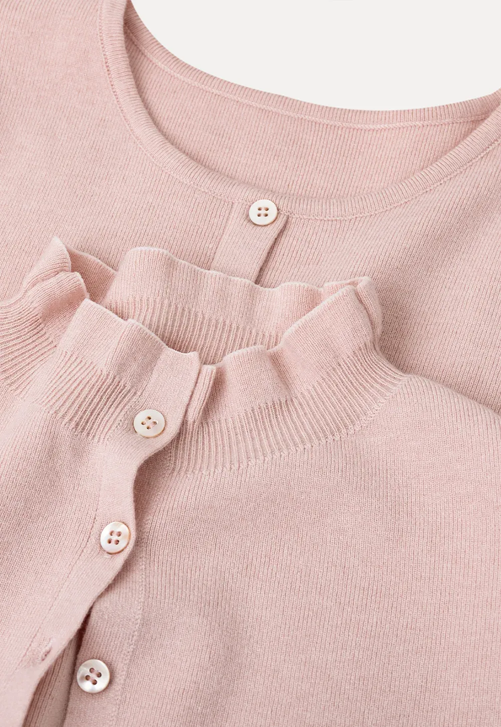 Cropped Round Neck Button Front Knit Cardigan