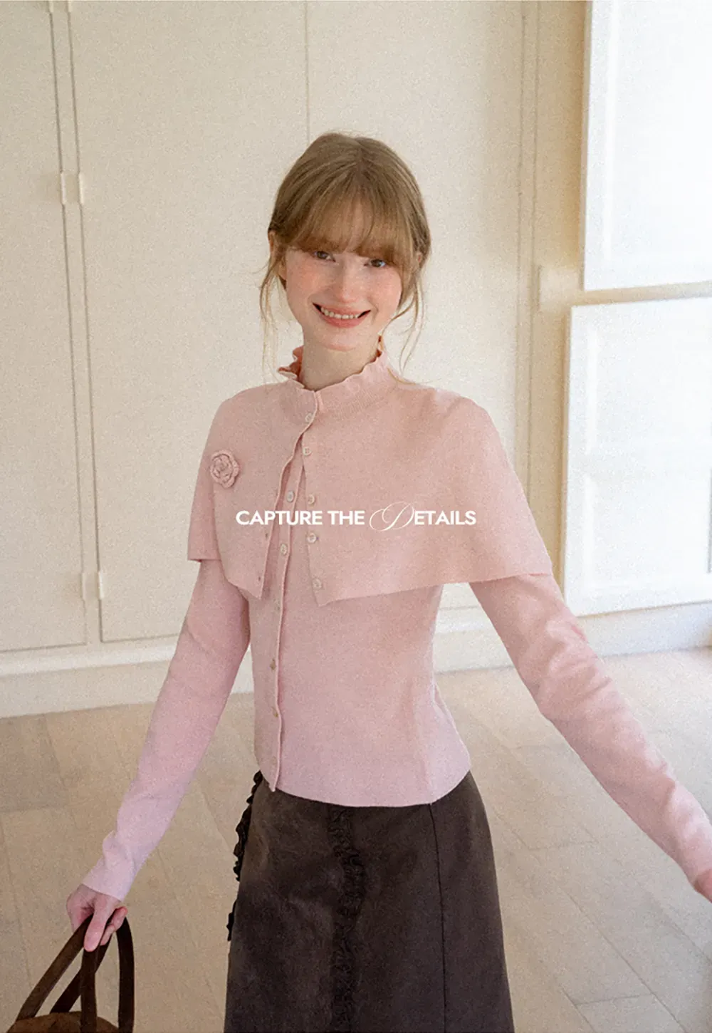 Cropped Round Neck Button Front Knit Cardigan