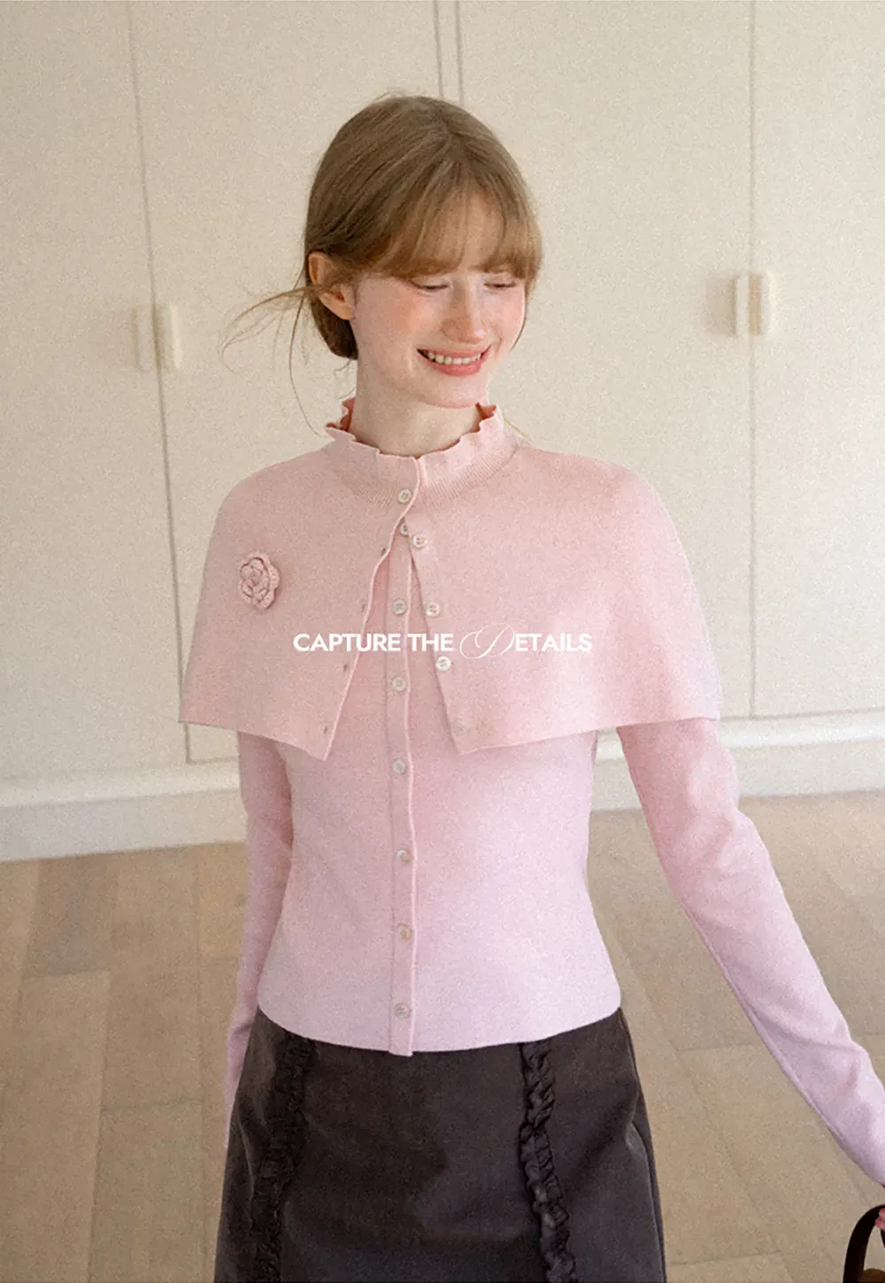 Cropped Round Neck Button Front Knit Cardigan