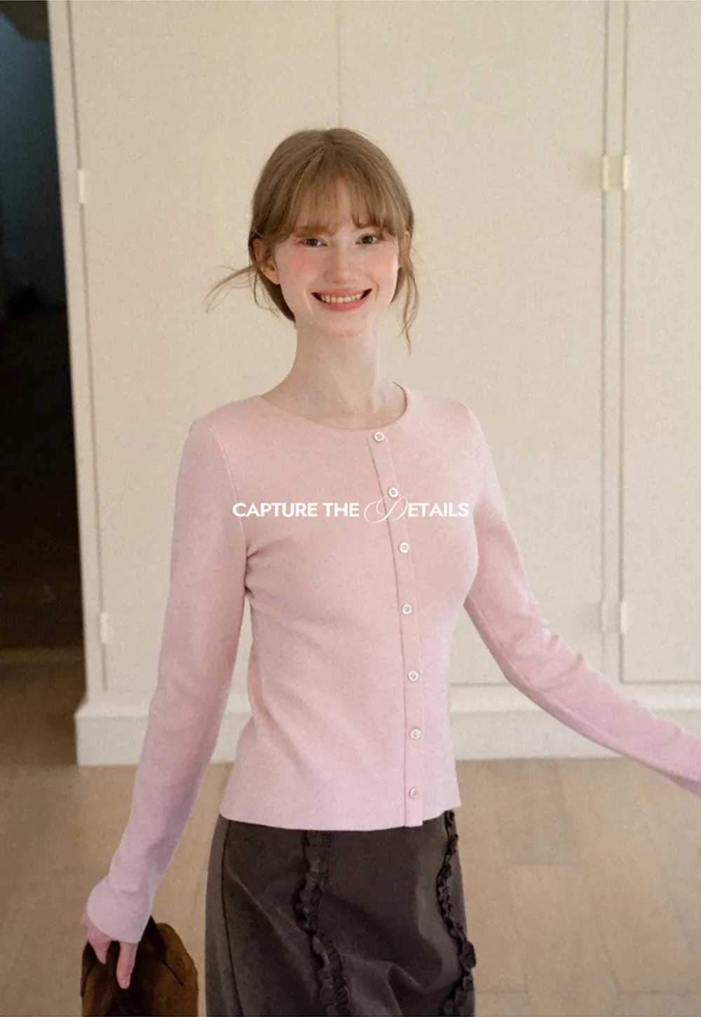 Cropped Round Neck Button Front Knit Cardigan