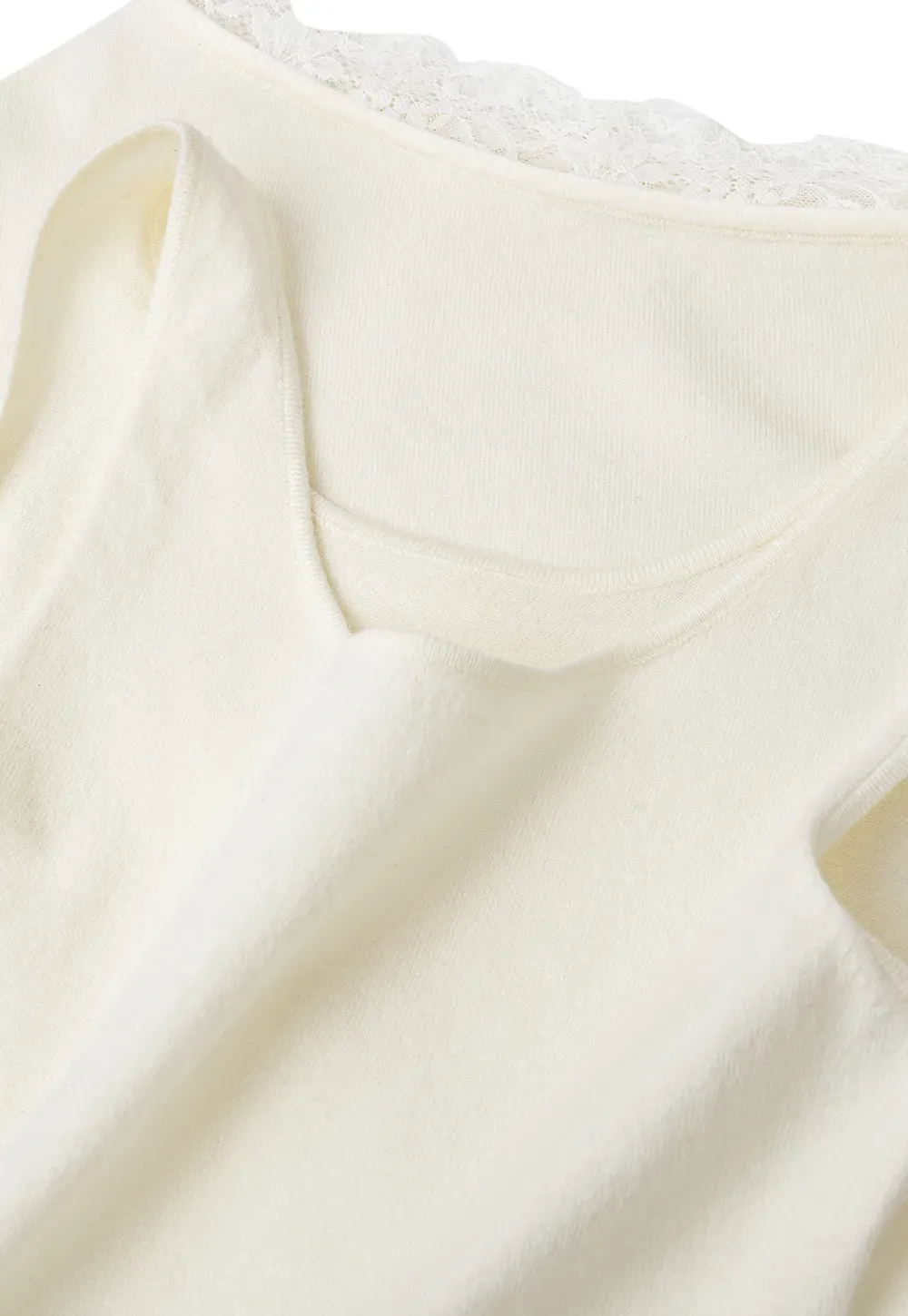 Lace Trim Off Shoulder Knit Sweater