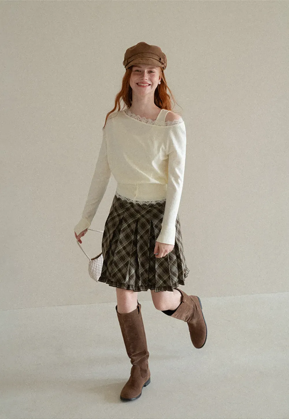 Lace Trim Off Shoulder Knit Sweater