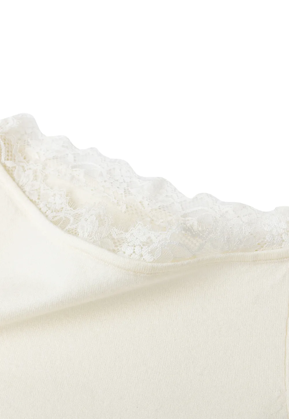 Lace Trim Off Shoulder Knit Sweater