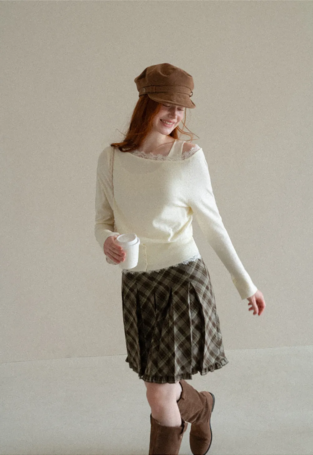 Lace Trim Off Shoulder Knit Sweater