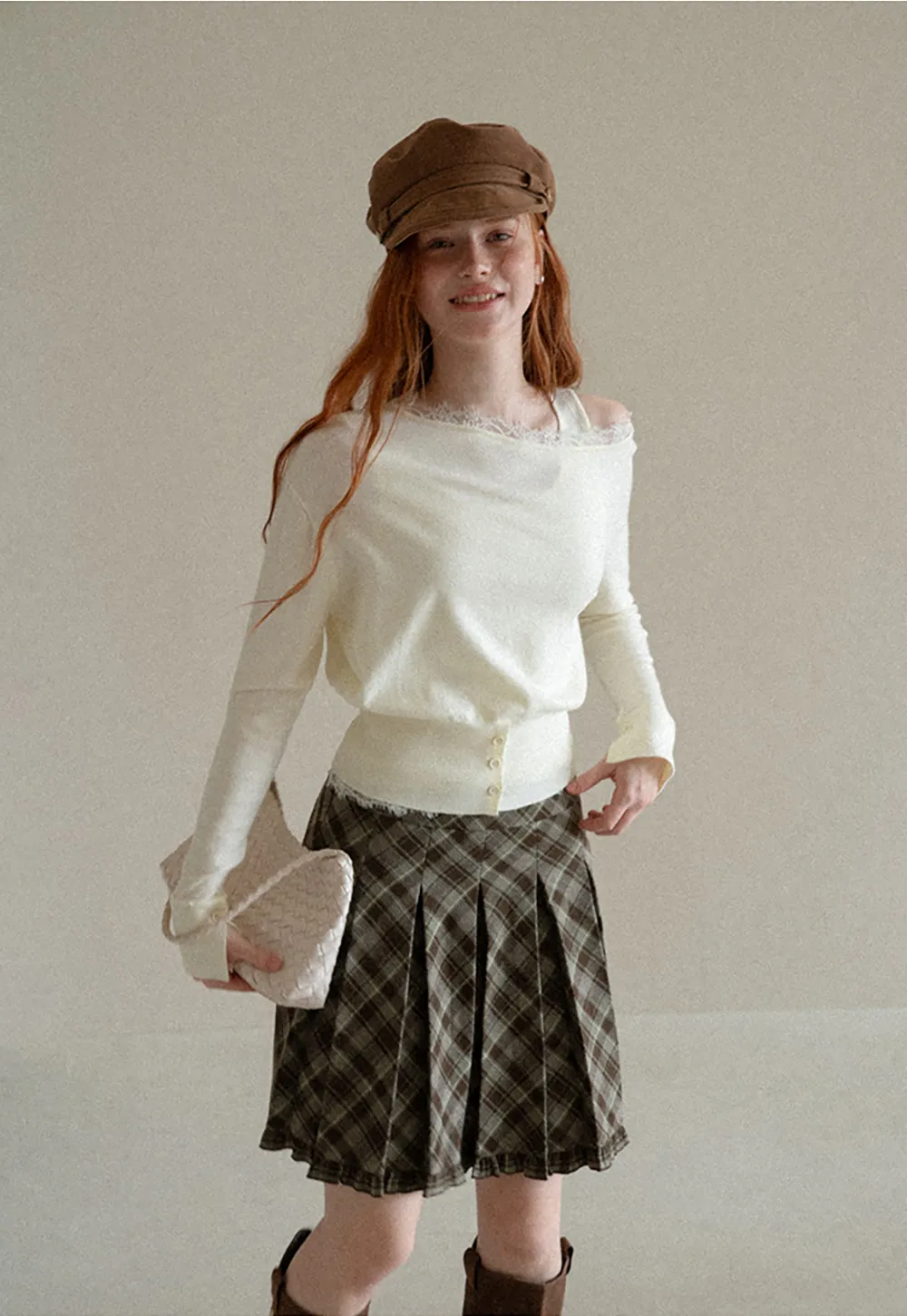 Lace Trim Off Shoulder Knit Sweater