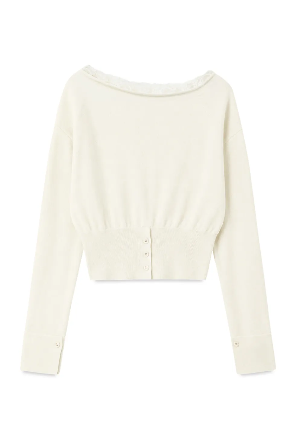 Lace Trim Off Shoulder Knit Sweater