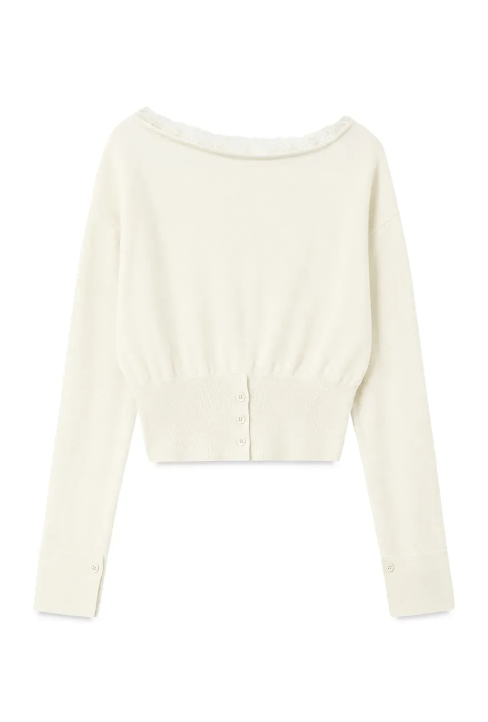 Lace Trim Off Shoulder Knit Sweater