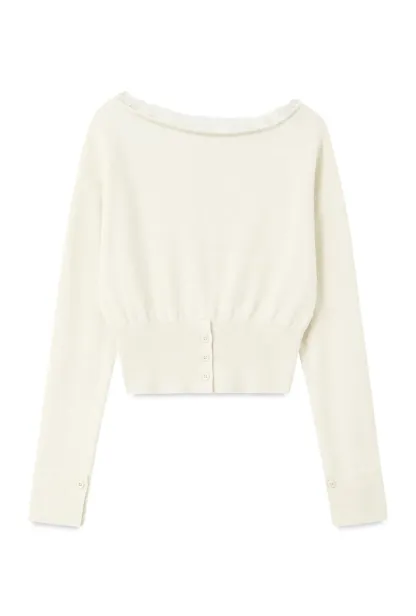 Lace Trim Off Shoulder Knit Sweater