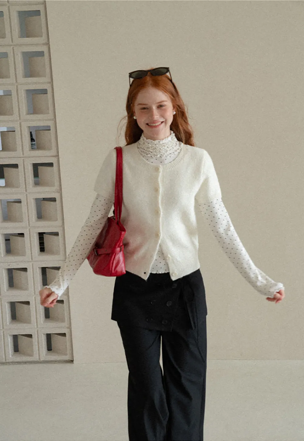 Short Sleeve Ribbed Hem Knit Sweater