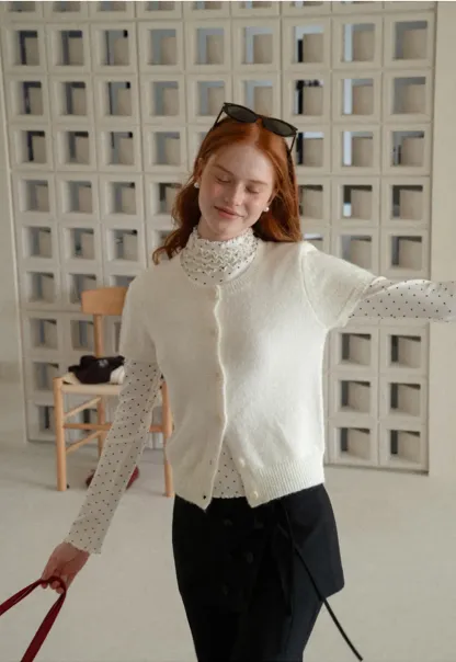 Short Sleeve Ribbed Hem Knit Sweater