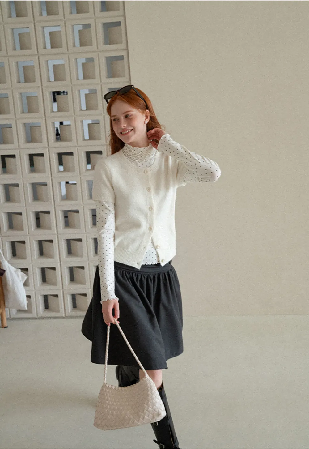 Short Sleeve Ribbed Hem Knit Sweater