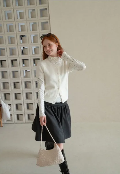 Short Sleeve Ribbed Hem Knit Sweater
