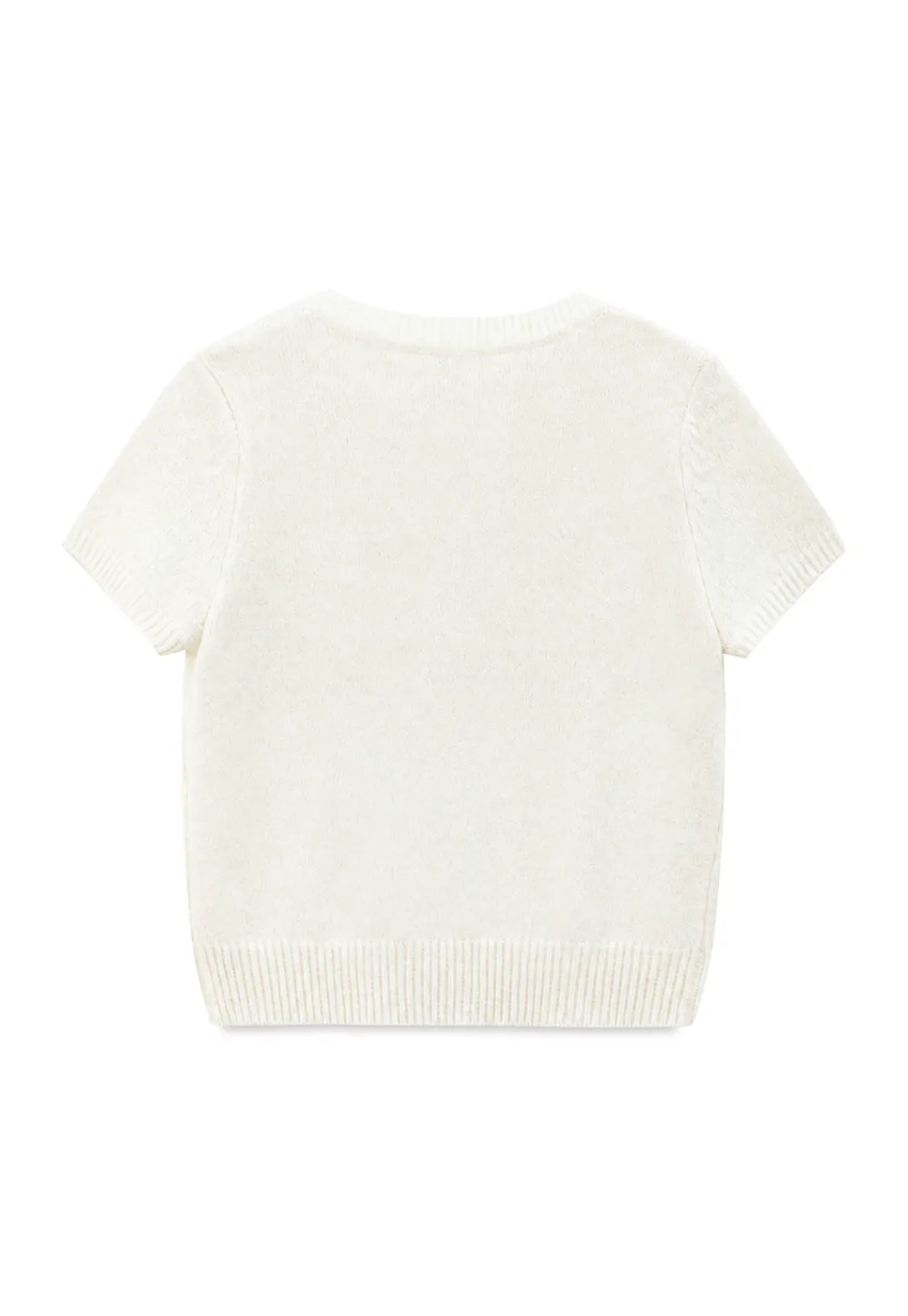 Short Sleeve Ribbed Hem Knit Sweater