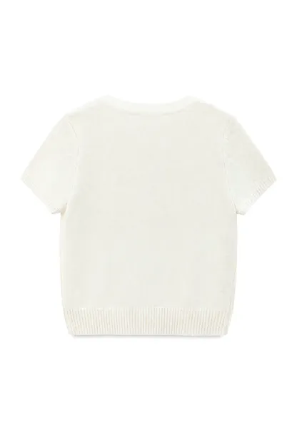 Short Sleeve Ribbed Hem Knit Sweater