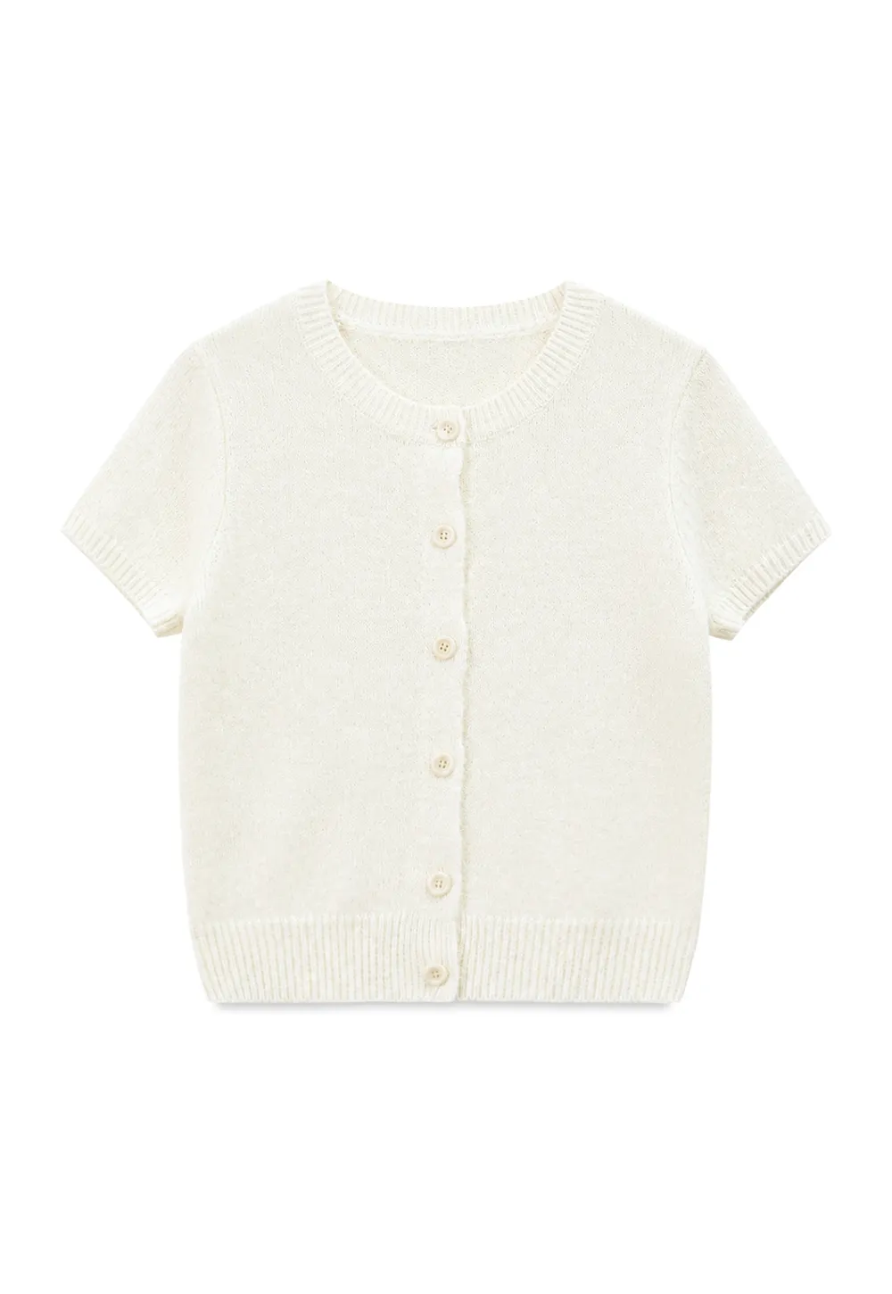 Short Sleeve Ribbed Hem Knit Sweater