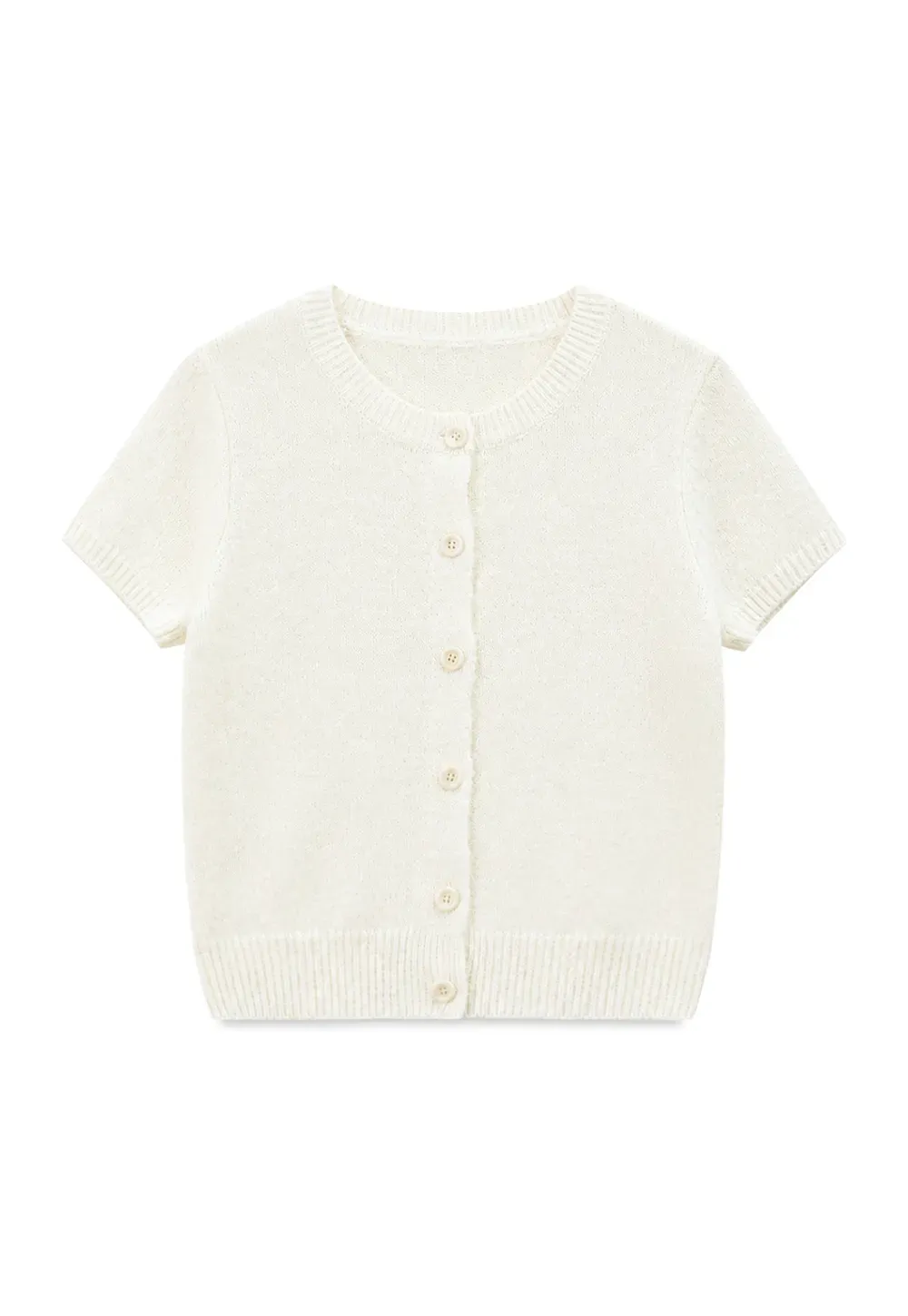 Short Sleeve Ribbed Hem Knit Sweater
