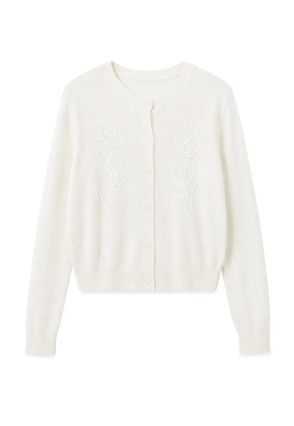 Embroidered Floral Peter Pan Collar Knit Cardigan