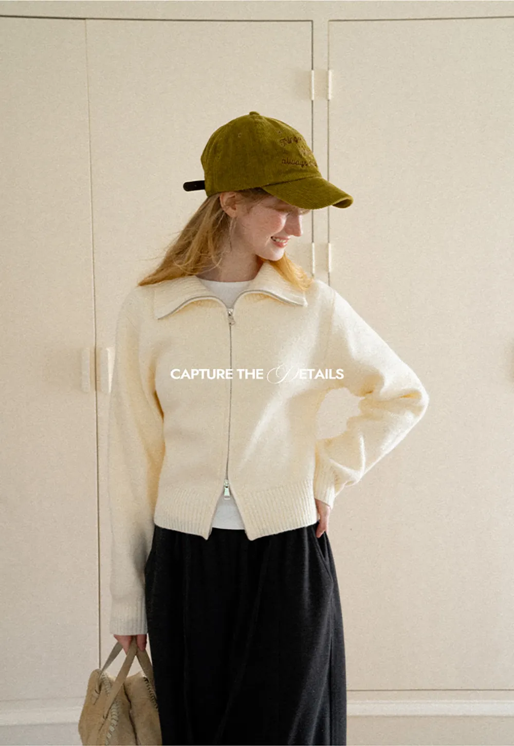 Zip Front Collar Ribbed Knit Sweater