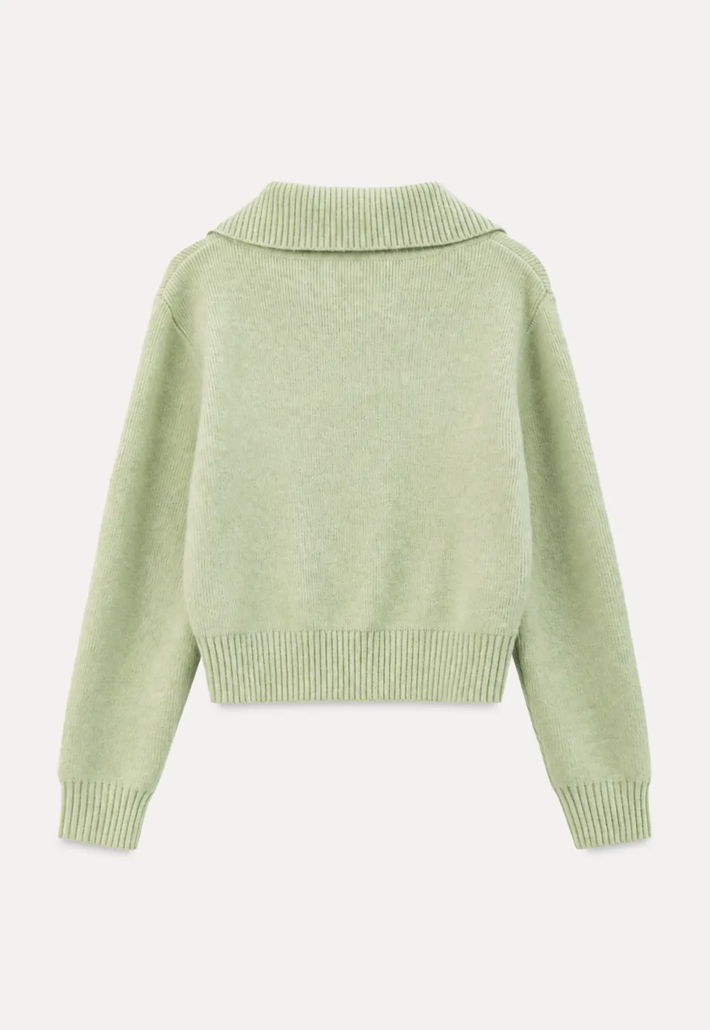 Zip Front Collar Ribbed Knit Sweater