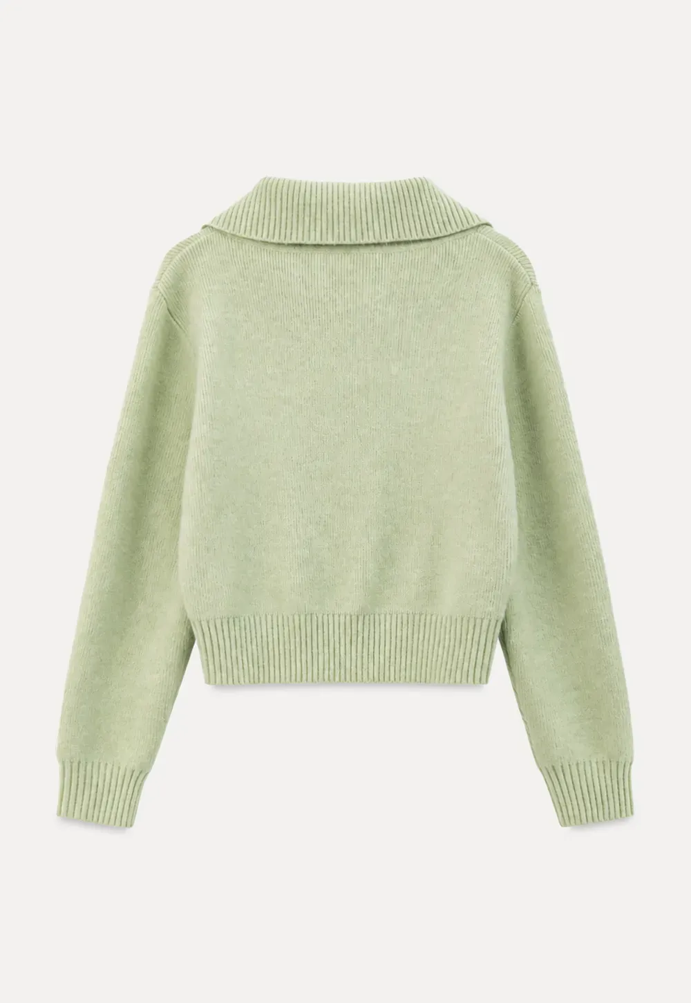 Zip Front Collar Ribbed Knit Sweater