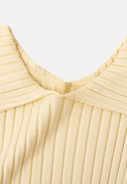 Asymmetrical Collar Ribbed Knit Sweater