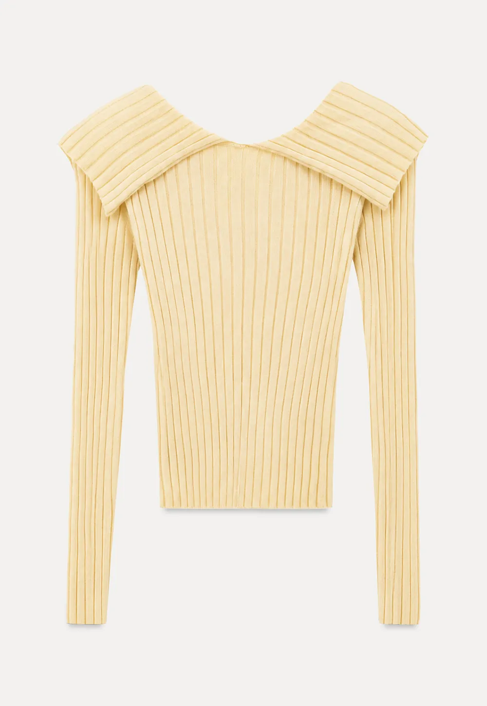 Asymmetrical Collar Ribbed Knit Sweater