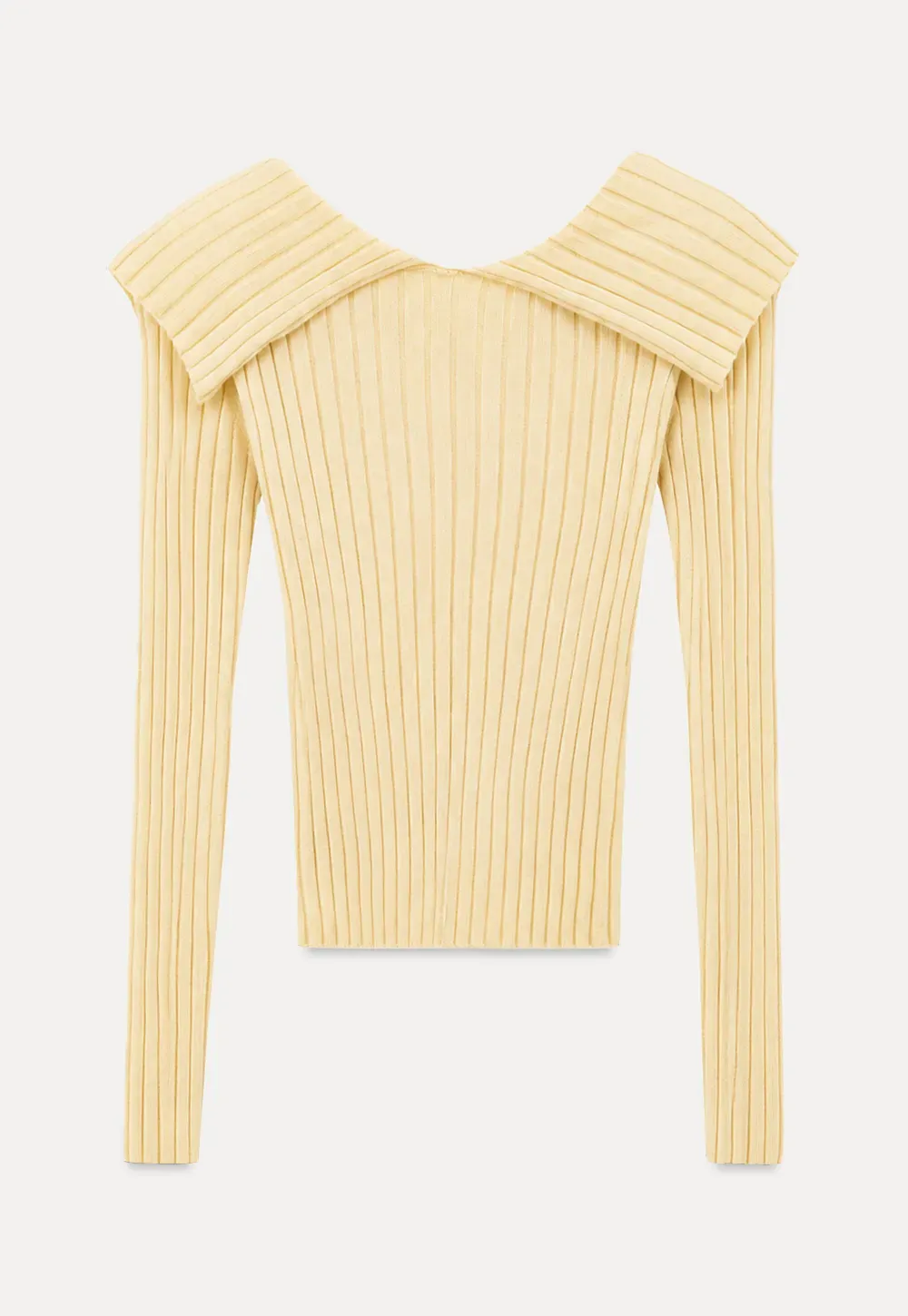 Asymmetrical Collar Ribbed Knit Sweater
