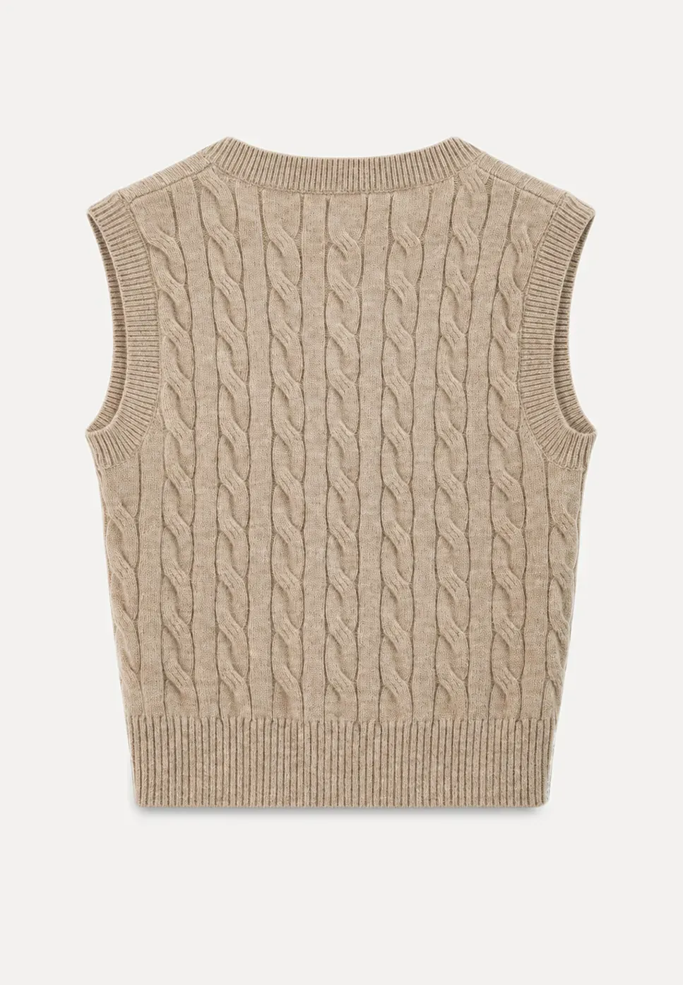 Cable Knit V Neck Sleeveless Sweater