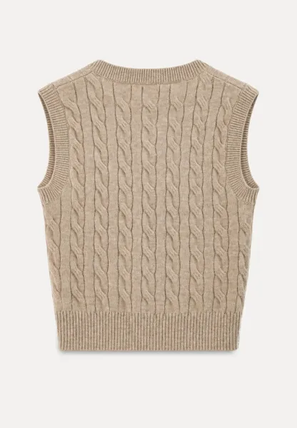 Cable Knit V Neck Sleeveless Sweater