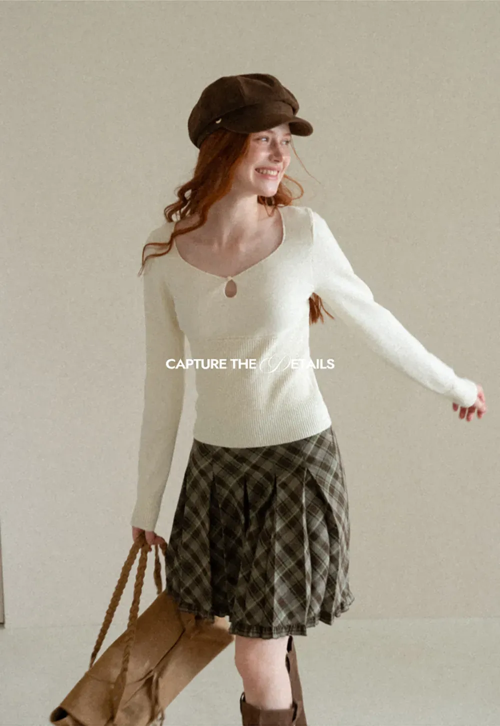 V Neck Ribbed Knit Sweater with Keyhole Detail