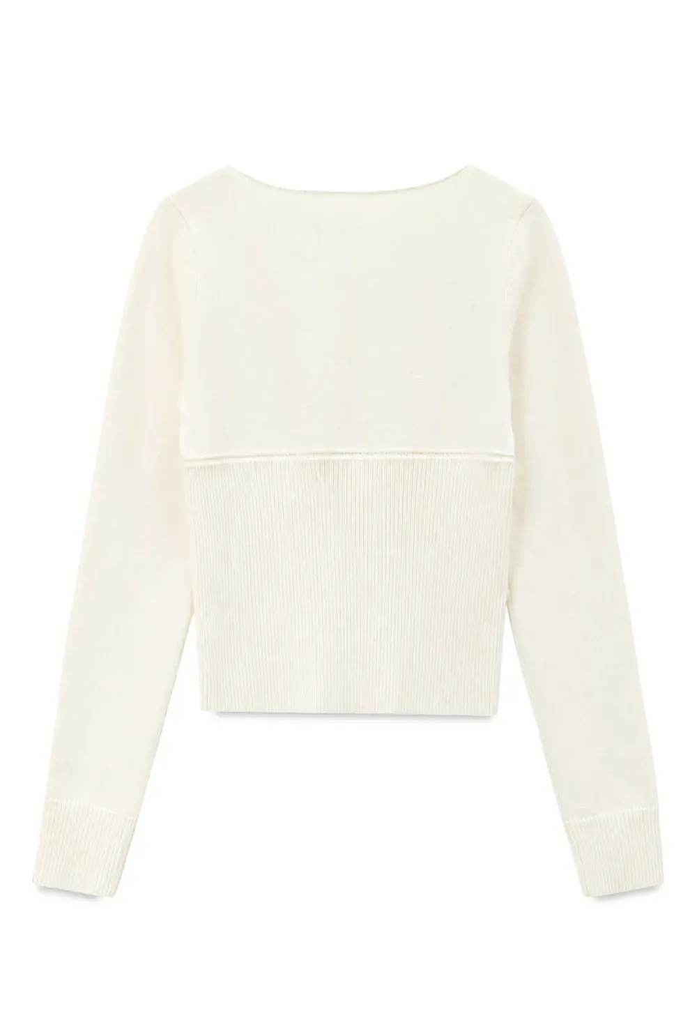 V Neck Ribbed Knit Sweater with Keyhole Detail