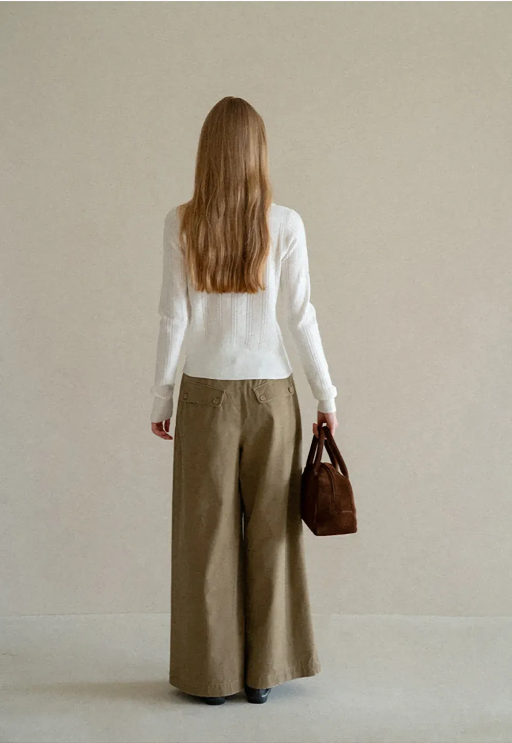 Peter Pan Collar Ribbed Knit Sweater