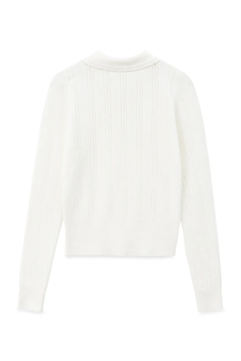 Peter Pan Collar Ribbed Knit Sweater