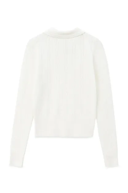 Peter Pan Collar Ribbed Knit Sweater