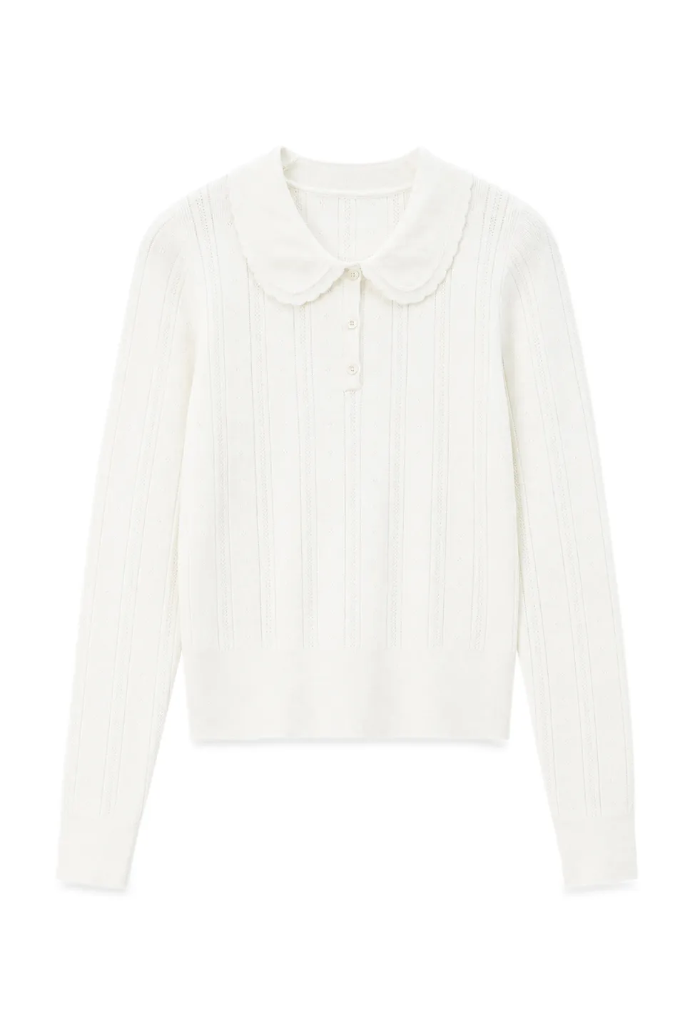 Peter Pan Collar Ribbed Knit Sweater