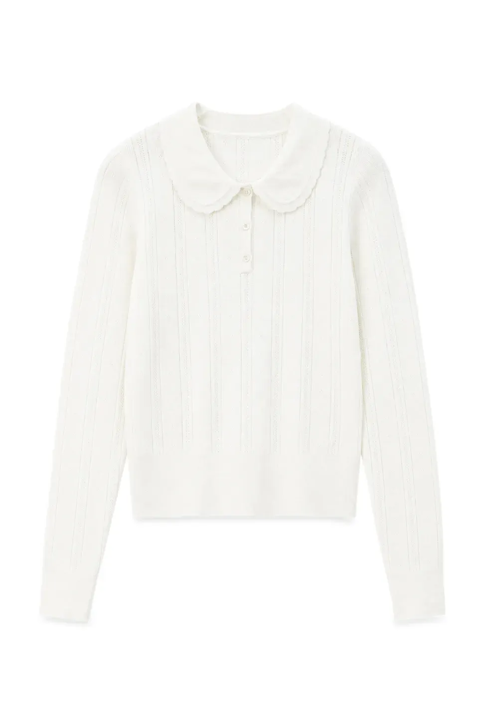 Peter Pan Collar Ribbed Knit Sweater