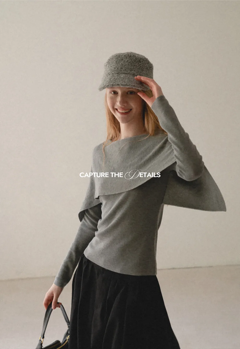 Asymmetrical Draped Shoulder Woolen Knit Sweater