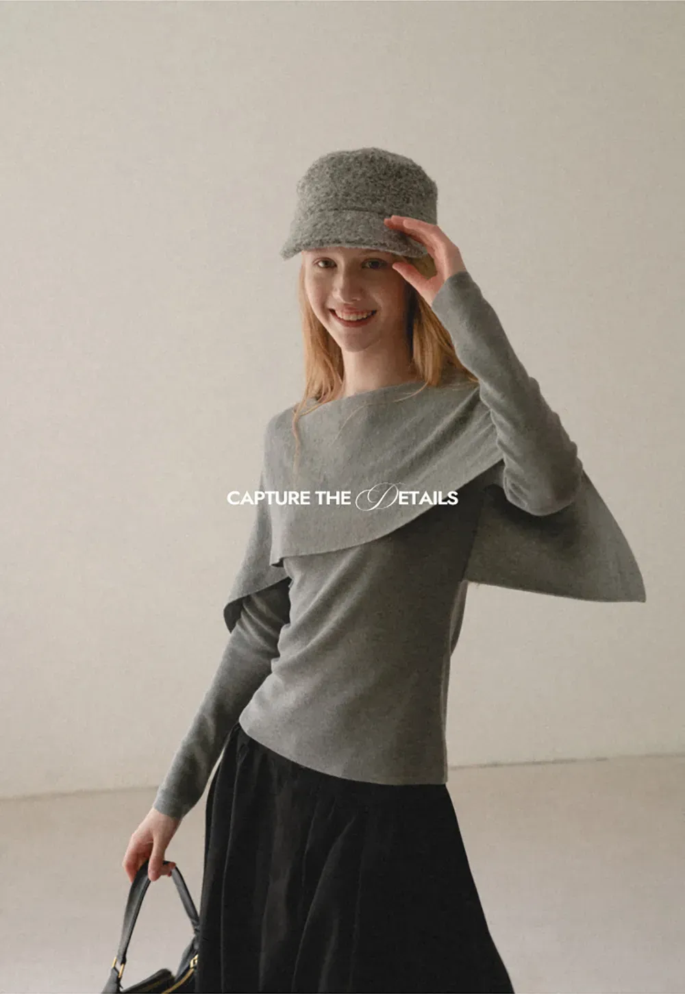 Asymmetrical Draped Shoulder Woolen Knit Sweater