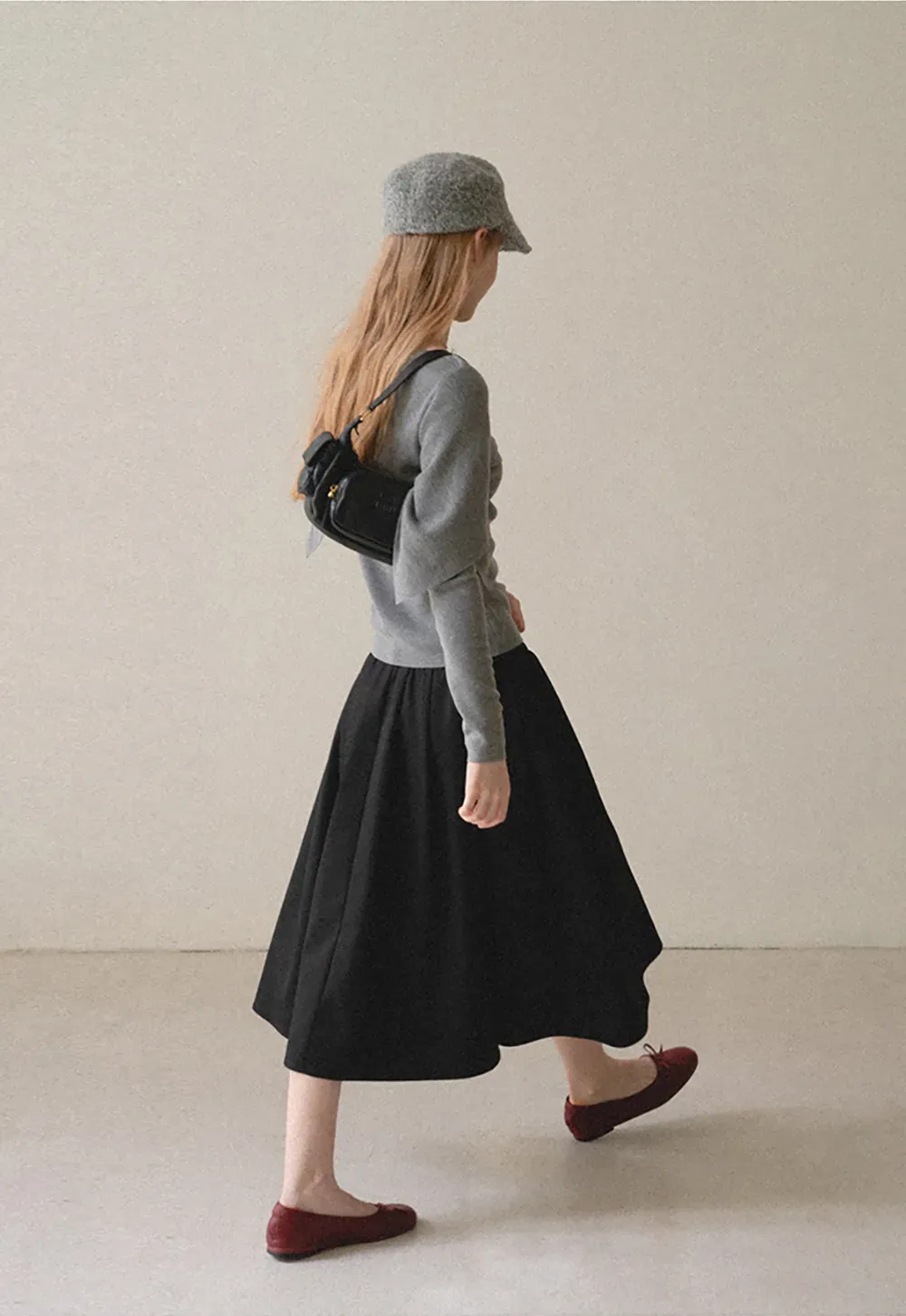 Asymmetrical Draped Shoulder Woolen Knit Sweater