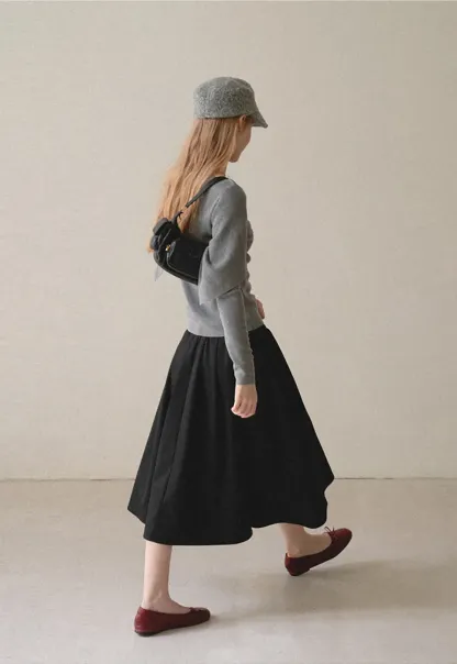 Asymmetrical Draped Shoulder Woolen Knit Sweater