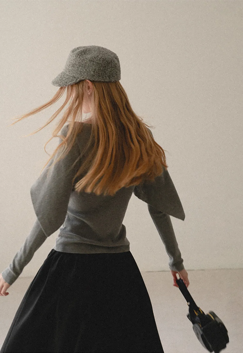 Asymmetrical Draped Shoulder Woolen Knit Sweater