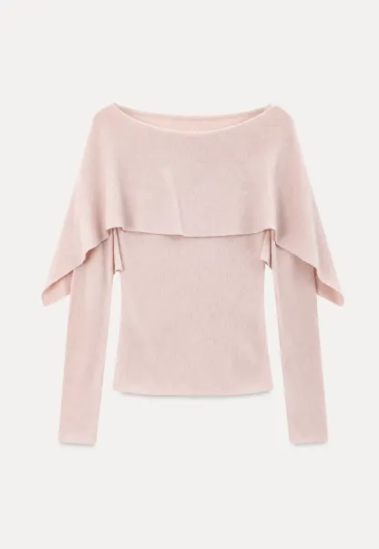 Asymmetrical Draped Shoulder Woolen Knit Sweater